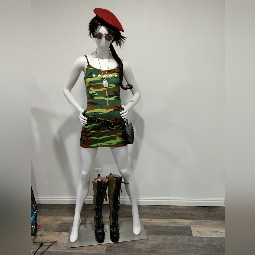 NWT Women's Size S-Dream girl Military Tank Dress With Accessories